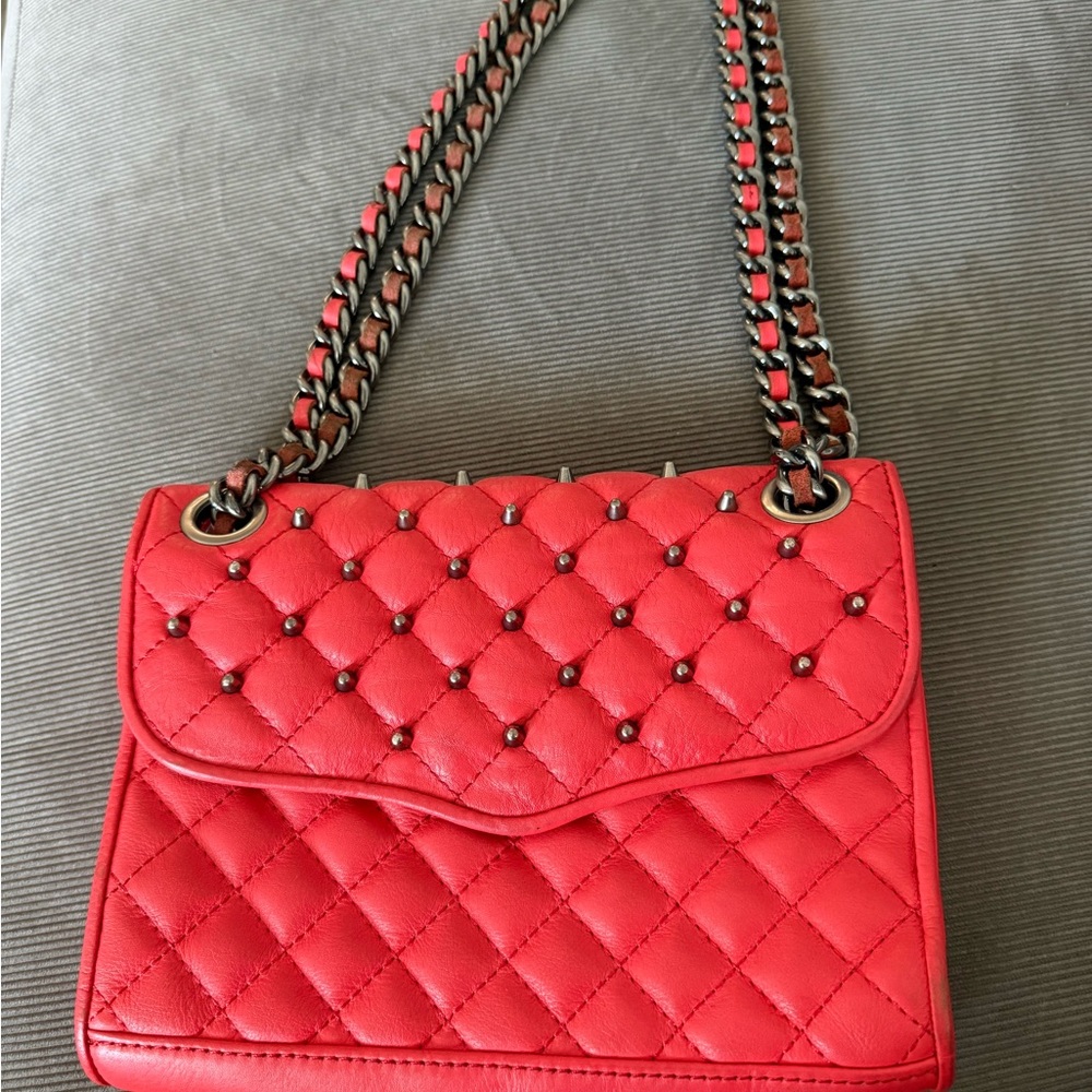 Red Rebecca Minkoff Stud Chain Strap Bag